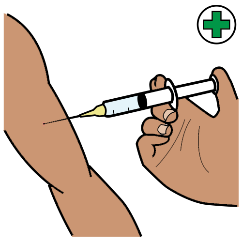 henkilö rokotetaan käsivarteen